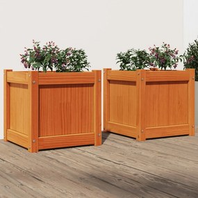 vidaXL Jardiniere de grădină, 2 buc., maro ceruit, lemn masiv de pin