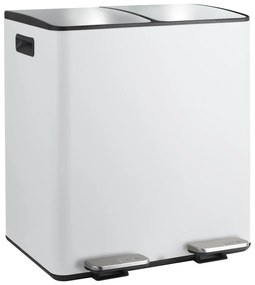 Coș de gunoi alb mat pentru reciclare/cu pedală 2x20 l din oțel Aliya – Spirella