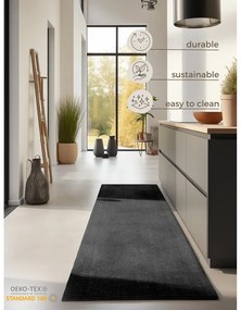 Covor tip traversă negru din iută 80x200 cm Bouclé – Hanse Home