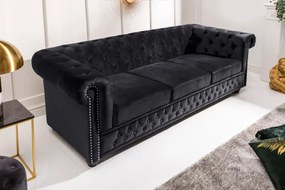 Canapea clasica stil englezesc Chesterfield 3 locuri, catifea neagra