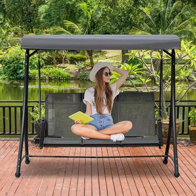 Outsunny Balansoar de Gradina cu 3 locuri Acoperis si Buzunare de depozitare | Aosom Romania