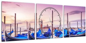 Tablou - Zorii în Veneția (cu ceas) (90x30 cm)