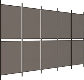 vidaXL Paravan de cameră cu 4 panouri, antracit, 250x200 cm, textil