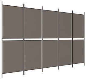 350236 vidaXL Paravan de cameră cu 4 panouri, antracit, 250x200 cm, textil