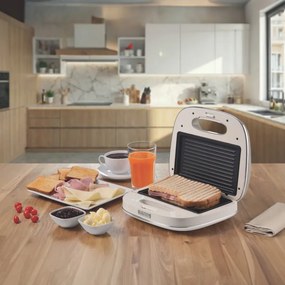 Sandwich maker Ariete VINTAGE 1963/03, 750 W, Strat antiaderent, Indicatoare luminoase, Depozitare verticala, Bej