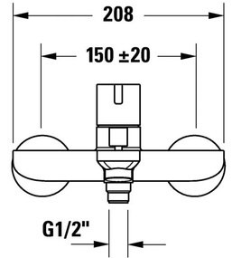 Duravit D-Neo baterie cada-dus perete crom DE5230000010