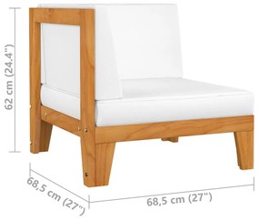 Set mobilier gradina cu perne, 9 piese, lemn masiv acacia Crem, 4x colt + 4x mijloc + masa, 1