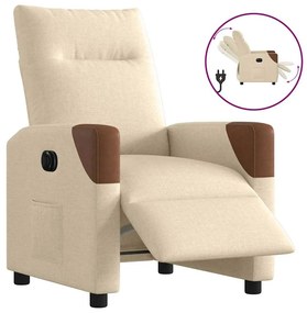 vidaXL Fotoliu rabatabil electric, crem, material textil