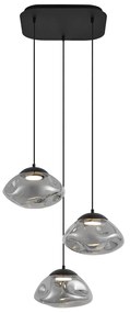 Lampă suspendată de design neagră cu sticlă fumurie cu 3 lumini - Gus