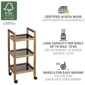 Etajeră de baie neagră/în culoare naturală din lemn de acacia 35x76,5 cm Fondi – Wenko