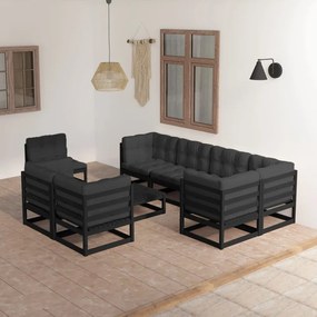 3076723 vidaXL Set mobilier grădină cu perne, 9 piese, lemn masiv de pin