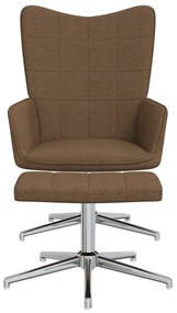 327999 vidaXL Scaun de relaxare cu taburet, maro, textil