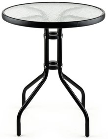 Masa metalica cu blat de sticla Muhler 999465, 60x74 cm, Metal hoop, Negru