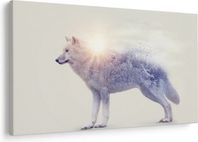 Tablou - Lupul arctic oglindit în peisaj sălbatic (90x60 cm)