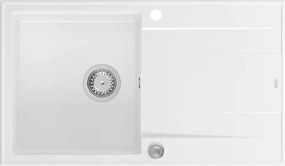 Chiuveta compozit incastrata Quadron Unique Evan 111 alb - inox 86x50 cm