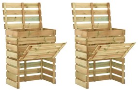 vidaXL Compostor grădină din șipci 2 buc. 80x50x100 cm lemn pin tratat