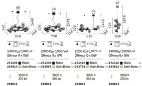 Lustra moderna cu 11 surse de lumina PERLAGE SP11 NERO