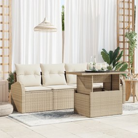 vidaXL Set canapea grădină 5 piese cu perne bej din poliester rattan