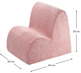 Fotoliu de copii roz cu tapițerie din catifea reiată Cloud – Wigiwama