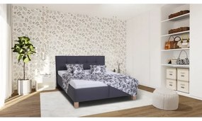 Pat tapițat MARIA, 160 x 200 cm, gri, cu spațiu de depozitare, fără saltea