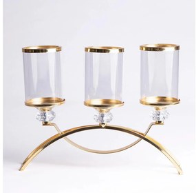 Suport de lumânare GLAMOUR auriu/transparent