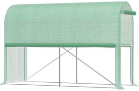 Outsunny Seră de grădină PE, seră de balcon, folie consolidată 140 g/m², structură din oţel, uşă pliabilă cu fermoar, pentru legume plante flori, interior şi exterior, 300 x 100 x 200 cm, verde | Aosom Romania
