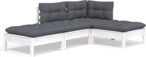 vidaXL Set mobilier grădină cu perne, 4 piese, lemn masiv de pin