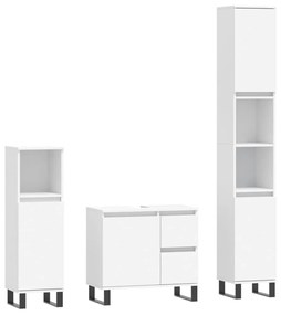 3190229 vidaXL Set mobilier de baie, 3 piese, alb, lemn compozit