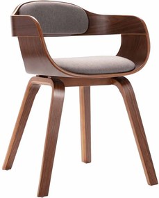 vidaXL Scaun de bucătărie, gri taupe, lemn curbat & țesătură