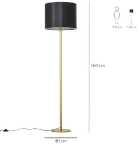 HomCom lampa de podea, abajur textil, lampa de sol | AOSOM RO