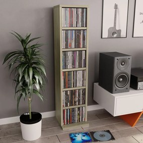 800354 vidaXL Dulap CD-uri, stejar sonoma, 21x20x88 cm, lemn compozit