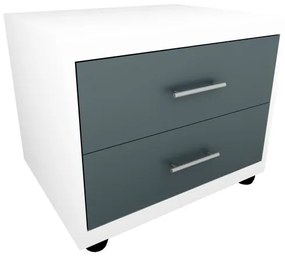 Noptiera Torino Alb / Gri, 48 x 37 x 37 cm