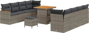 vidaXL Set de canapele pentru grădină 11 pcs Gri poliratan