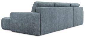 Colțar albastru prăfuit extensibil/cu spațiu de depozitare cu tapițerie din chenille (în formă de "U") Lilo – Makamii