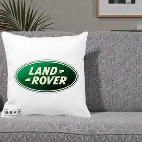 Perna Personalizata cu emblema Land Rover, 40x40 cm, Alba Mata, Husa Detasabila, Perna Inclusa, BEKZ®