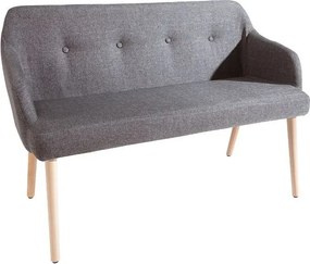 Bancheta tapitata cu brate si picioare din lemn Scandinavia, gri inchis A-37926 VC