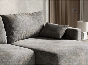 Colțar gri extensibil/cu spațiu de depozitare cu tapițerie din chenille (cu colț pe partea dreaptă/cu șezlong) Leon – Maison de Rêve