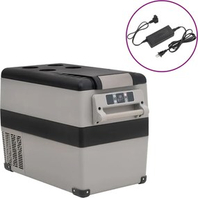 vidaXL Cutie frigorifică cu mâner și adaptor negru&gri 35 L PP și PE