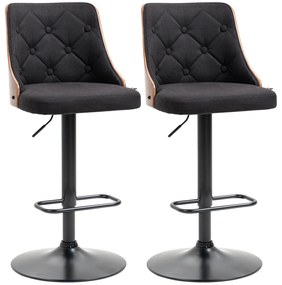 HOMCOM Set de 2 scaune de bar cu inaltime reglabila, scaune de bar pivotante cu inaltime reglabila, cu suport pentru picioare, negru | AOSOM RO