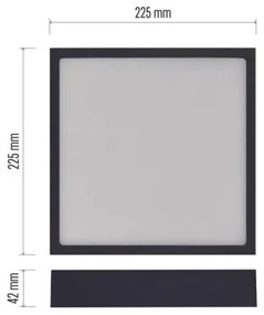 Plafonieră LED/21W/230V 3000/3500/4000K 22,5x22,5 cm neagră