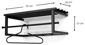 Cuier de perete negru cu raft din metal 76 cm Marco – Spinder Design