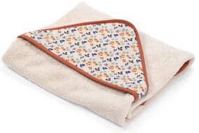 Prosop pentru copii din bumbac crem cu glugă 80x80 cm Pomme des Bois - Moulin Roty