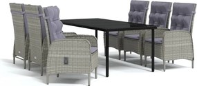 vidaXL Set de servit masa pentru grădină, 7 piese, gri și negru