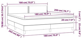 Pat cu arcuri, saltea si LED, negru, 180x200cm, piele ecologica Negru, 180 x 200 cm, Culoare unica si cuie de tapiterie