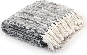 vidaXL Cuvertură de pat, bumbac, bleumarin, 160x210 cm