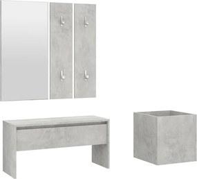 vidaXL Set de mobilier pentru hol, gri beton, lemn prelucrat
