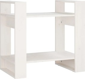 vidaXL Bibliotecă/Separator cameră, alb, 60x35x57 cm, lemn masiv pin
