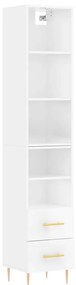 3189751 vidaXL Dulap înalt, alb extralucios, 34,5x34x180 cm, lemn prelucrat