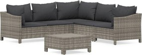 vidaXL Set mobilier de grădină cu perne, 6 piese, gri, poliratan