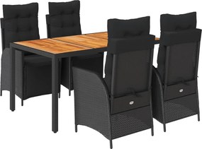 vidaXL Set mobilier de grădină cu perne, 5 piese, negru, poliratan